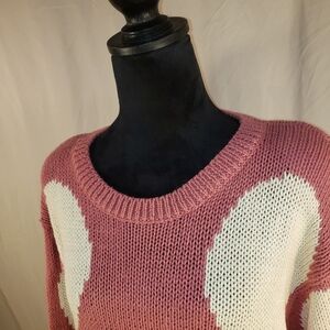 Vintage August Max Pink and White Circle Sweater - 1X